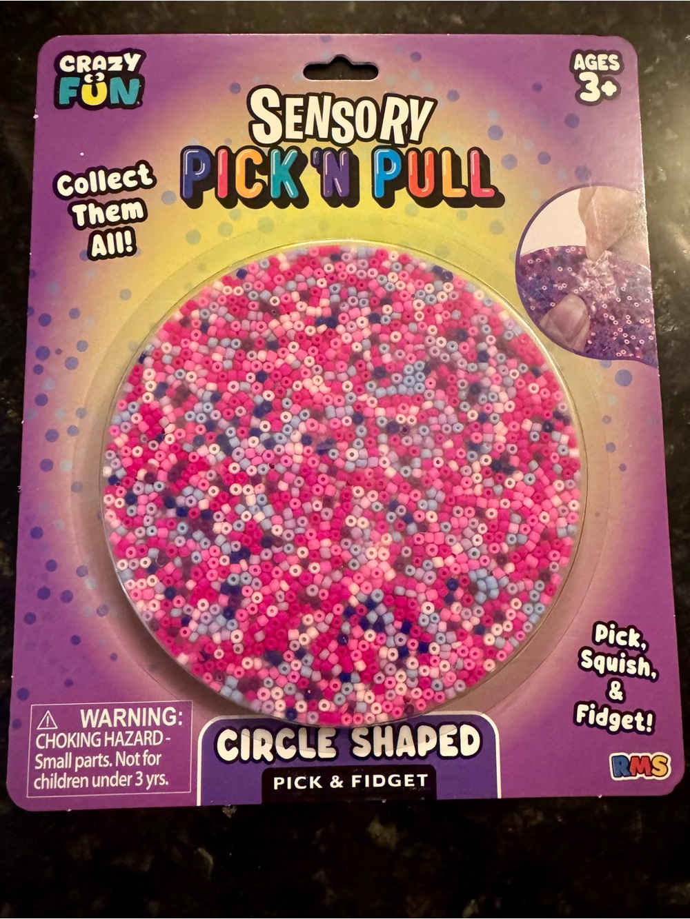 RMS Sensory Pick 'N Pull Circle Shaped Pick & Pull Fidget - Pink/Purple